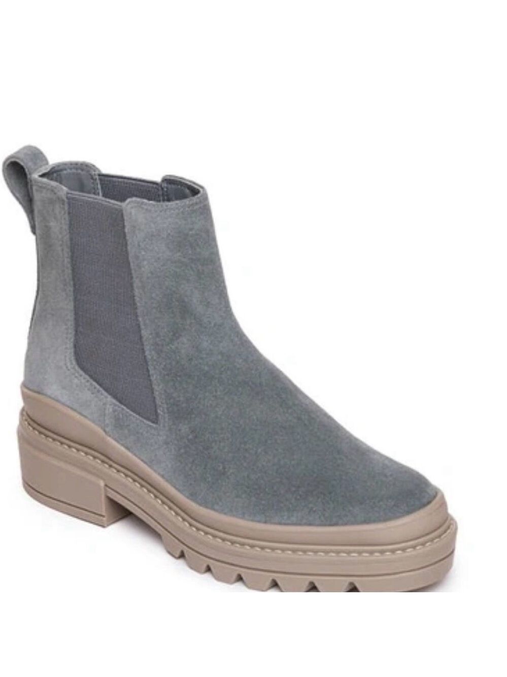 Bernardo Dove Blue Suede Platform Chelsea Boots Size 8